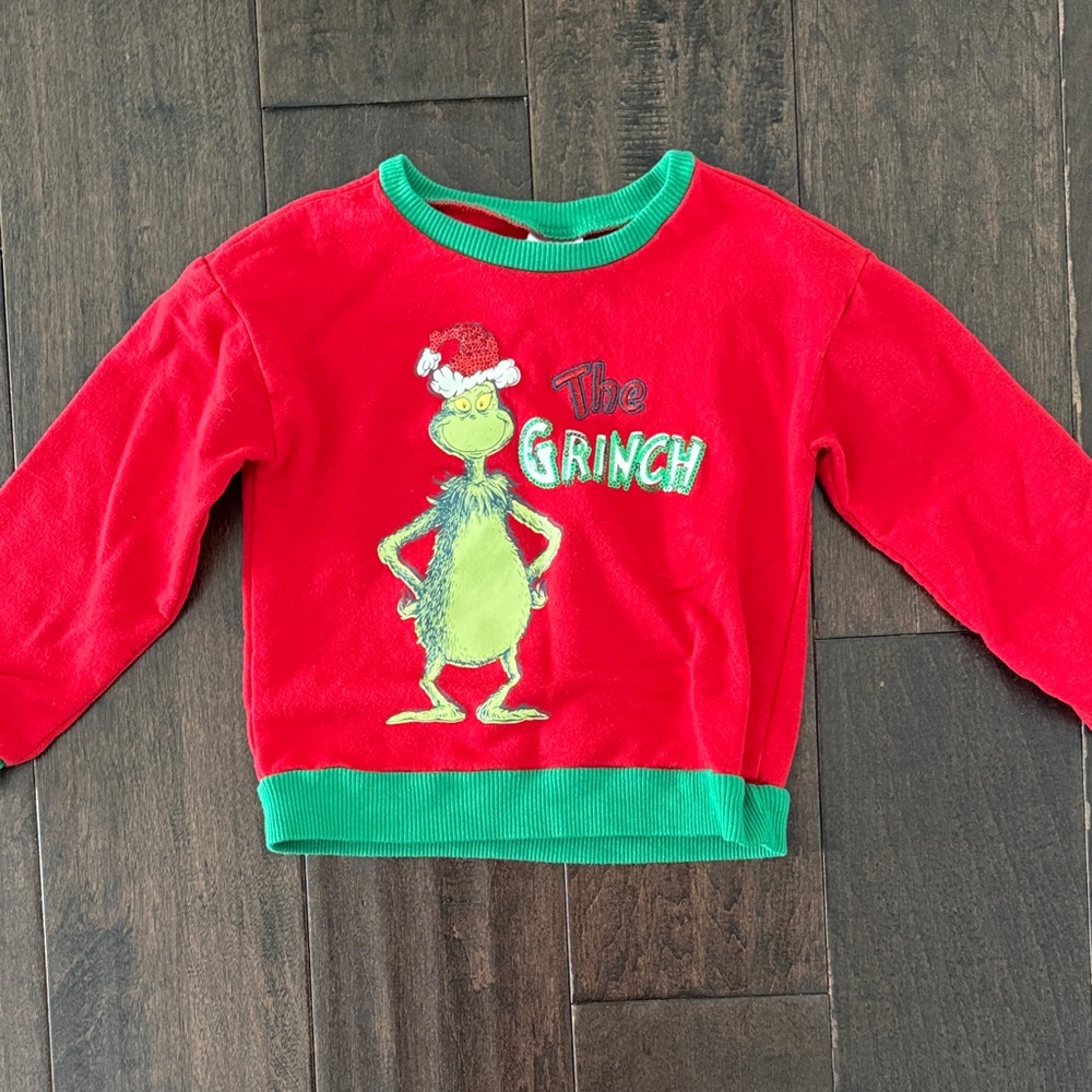 Adorable The Grinch Sequin Kids Red and Green Sweatshirt